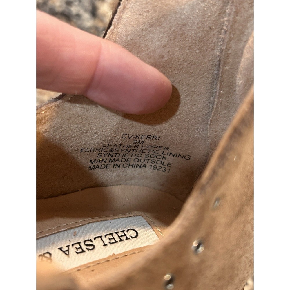 Chelsea & Violet CV-KERRI Beige Leather Ankle Bootie Studded Zip Almond 8 - Picture 5 of 6